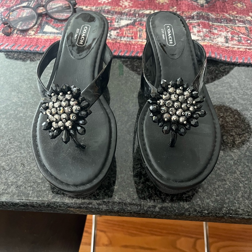 Coach Black Beaded Women's Sandals